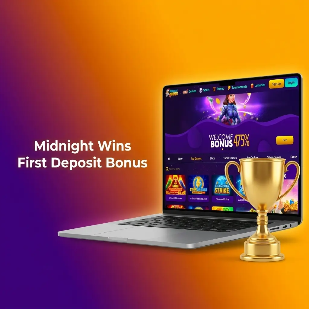 Midnight Wins first deposit bonus tiers offering 200%, 150%, and 125% matches with x40 wagering requirements for UK players