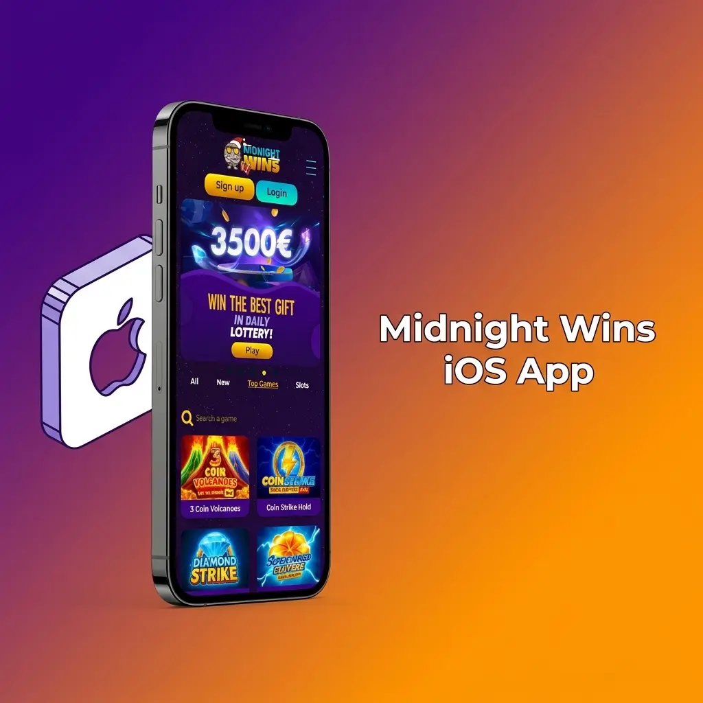 Midnight Wins iOS app on iPhone and iPad, available free on the App Store with sports betting and live casino features.