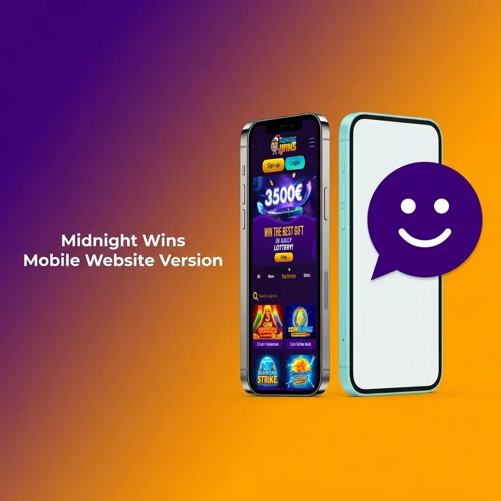 Midnight Wins mobile website displayed on smartphone and tablet browsers, fully optimised for Android and iOS devices